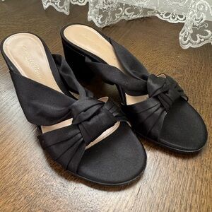 Gianvito Rossi Black Satin Heeled Sandals